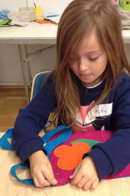 teaching kids to sew a running stitch